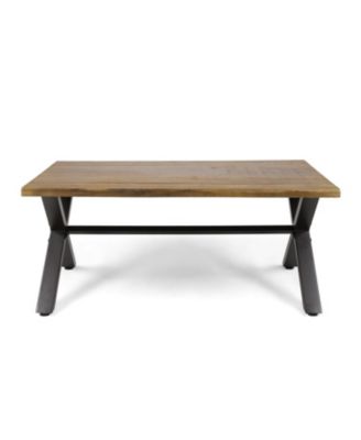 Acacia Coffee Table, Teak/Rustic Metal, Brown/Black, 18"H 27"W 43"L