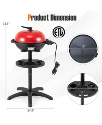 1350 W Outdoor Electric BBQ Grill with Removable Stand