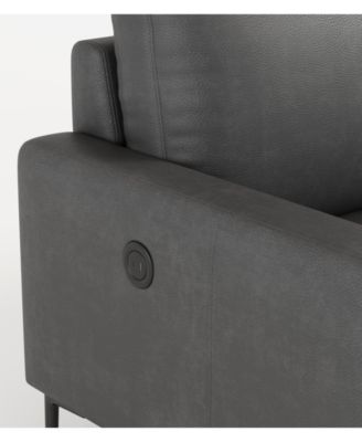 Sophisticated 77" Top Grain Leather Match Sofa with USB and Type C Outlets