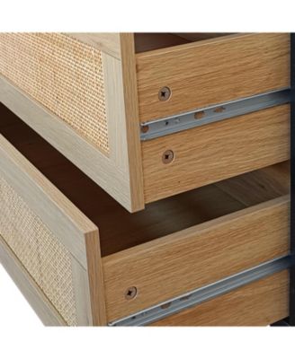 51.18" 6-Drawers Rattan Storage Cabinet Rattan Drawer, for Bedroom, Living Room, Natural (Same SKU:W75784346)