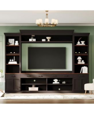 Farmhouse Entertainment Center w/ Bookshelf - 70" TV