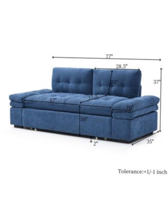 Streamdale Blue Sleeper Sofa Bed with Teddy Chaise