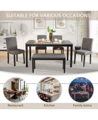 Streamdale 6-Piece Light Grey & Black Dining Set with Bench