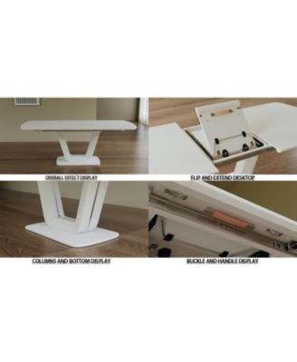Streamdale Expandable White Dining Table, U-Legs, Home/Office