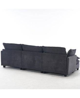 Streamdale Modular Velvet U-Shaped Sofa with Ottoman & Pillows