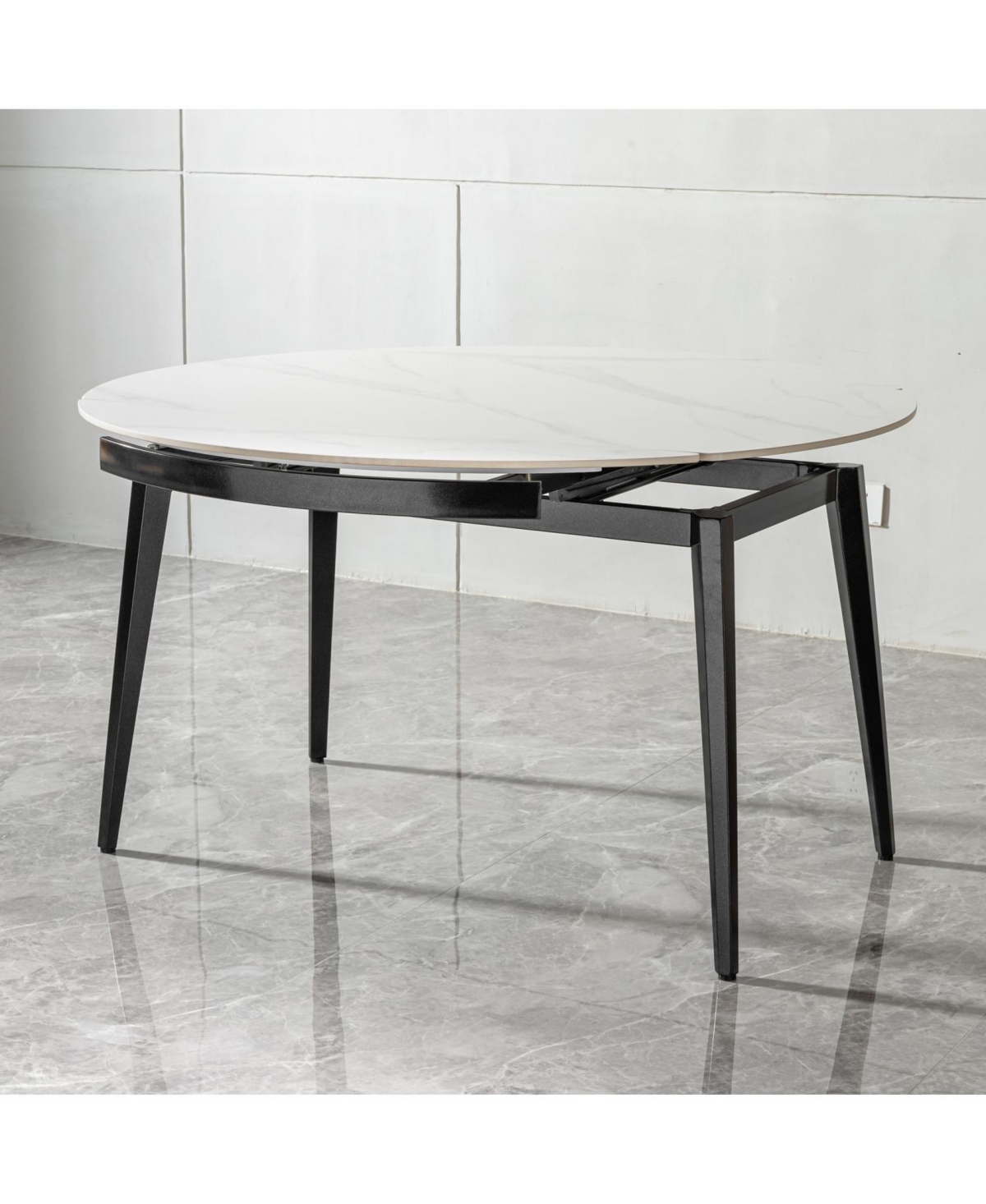 Streamdale 33.5" to 51.2" Extendable Sintered Stone Material Round White Dining Table
