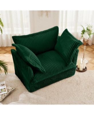 1 Count Metal Corduroy Slipcovered Armchair with Pillows