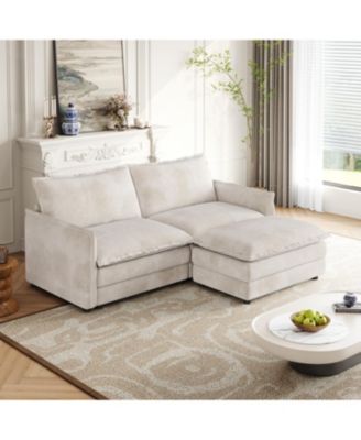 Streamdale Corduroy Loveseat Sofa with Ottoman & 2 Cushions