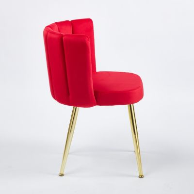 Red Velvet Dining Chair (Set of 2) with Gold Legs