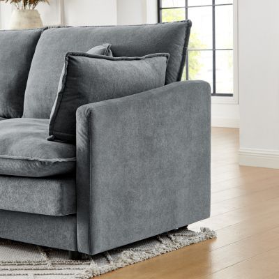 Streamdale Modern L-Shaped Sectional Sofa with Ottoman (Grey)