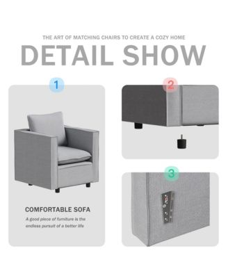 Streamdale Cozy Gray Single Sofa Chair Soft Cushion, Modern Comfort