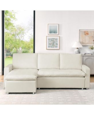 Streamdale L-Shaped Convertible Sofa Bed with Pull-Out Bed, Storage and Washable Covers