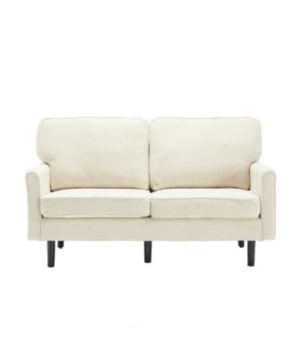  Mid Century Modern Loveseat with USB, Removable Covers (Beige)