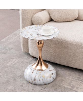 Streamdale Modern Round Coffee Table, Metal Pedestal Table for Small Spaces