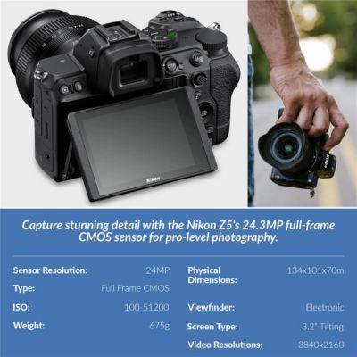 Z5 Mirrorless Camera with NIKKOR Z 24-70mm f/4 S Lens, Bundle with 64GB Memory Card, Alpine 160 Bag, MT-11 Tripod and Filter Kit