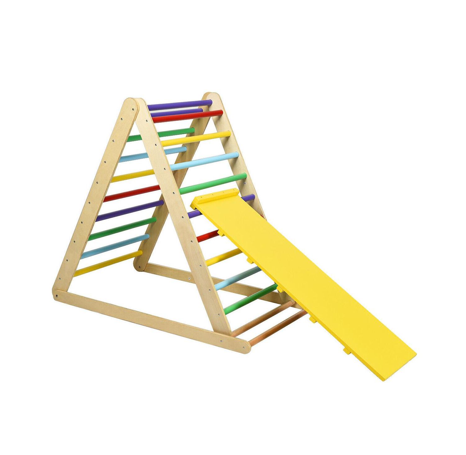 Foldable Wooden Triangle Climber with Reversible Ramp for Kids