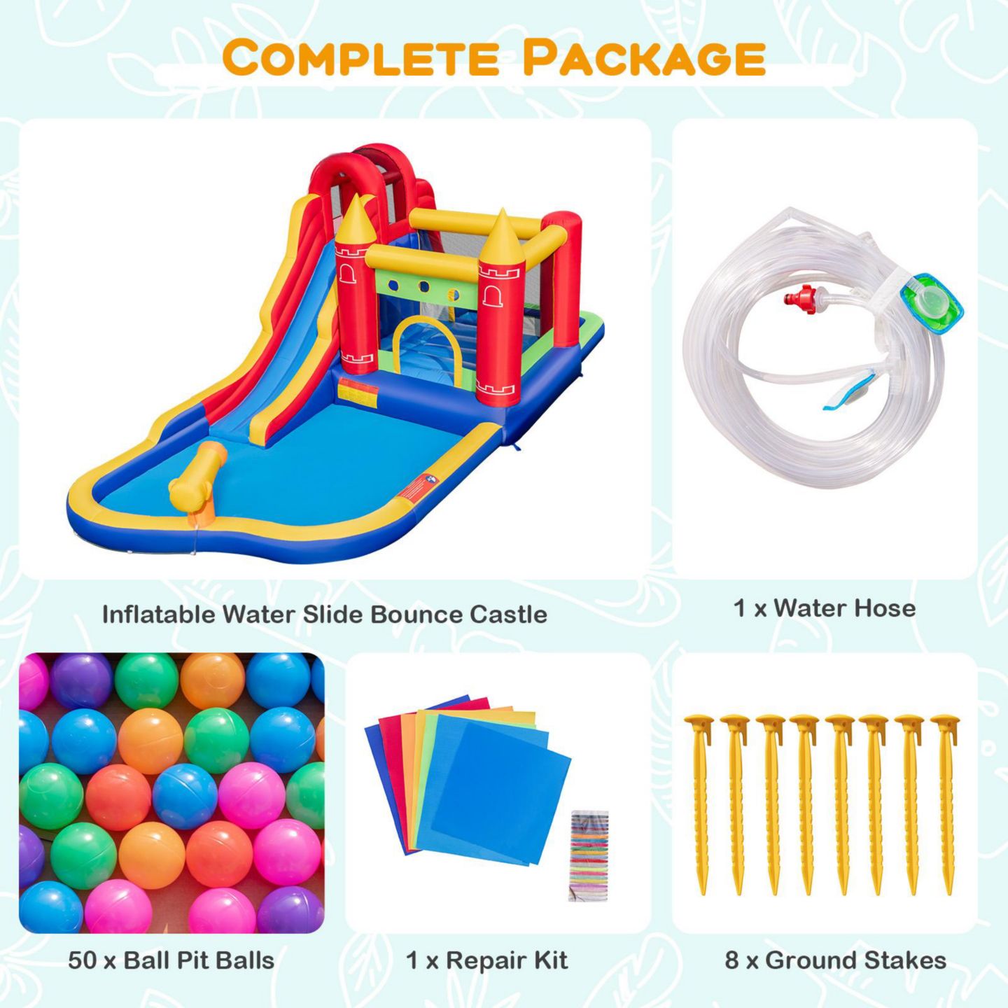 Детская игрушка GOUUN 9-in-1 Inflatable Bounce Castle with Water Slide and Splash Pool, Ages 3+, цвет: Синий — фото 10