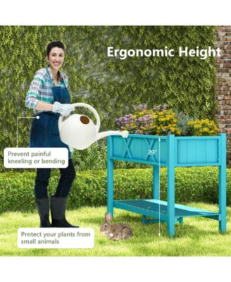 Poly Wood Elevated Planter Box with Legs Storage Shelf Drainage Holes