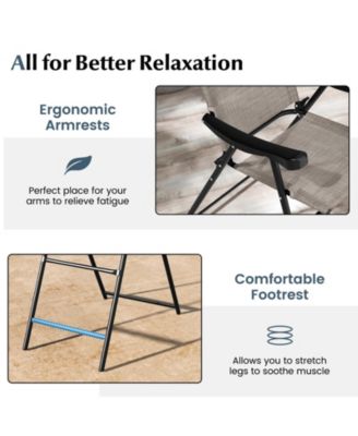 Patio Folding Bar Stool Set of 4 with Metal Frame and Footrest