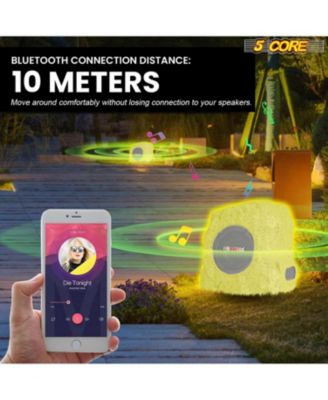 Rock Speaker Outdoor Waterproof Bluetooth Garden Speakers Solar & USB Charging RGB Colors for Patio Pool & Home