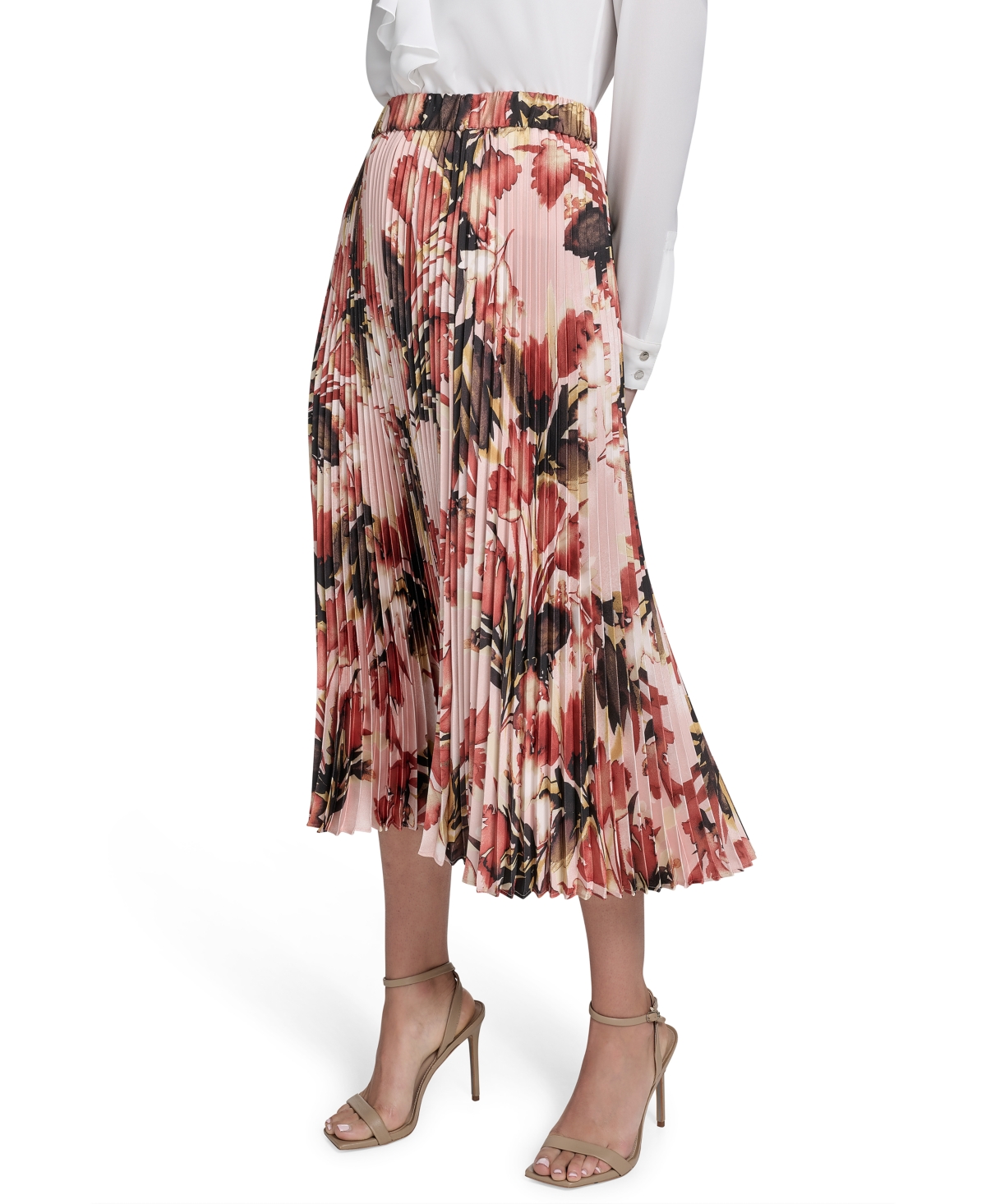 Calvin Klein Petite Printed Pleated Midi Skirt