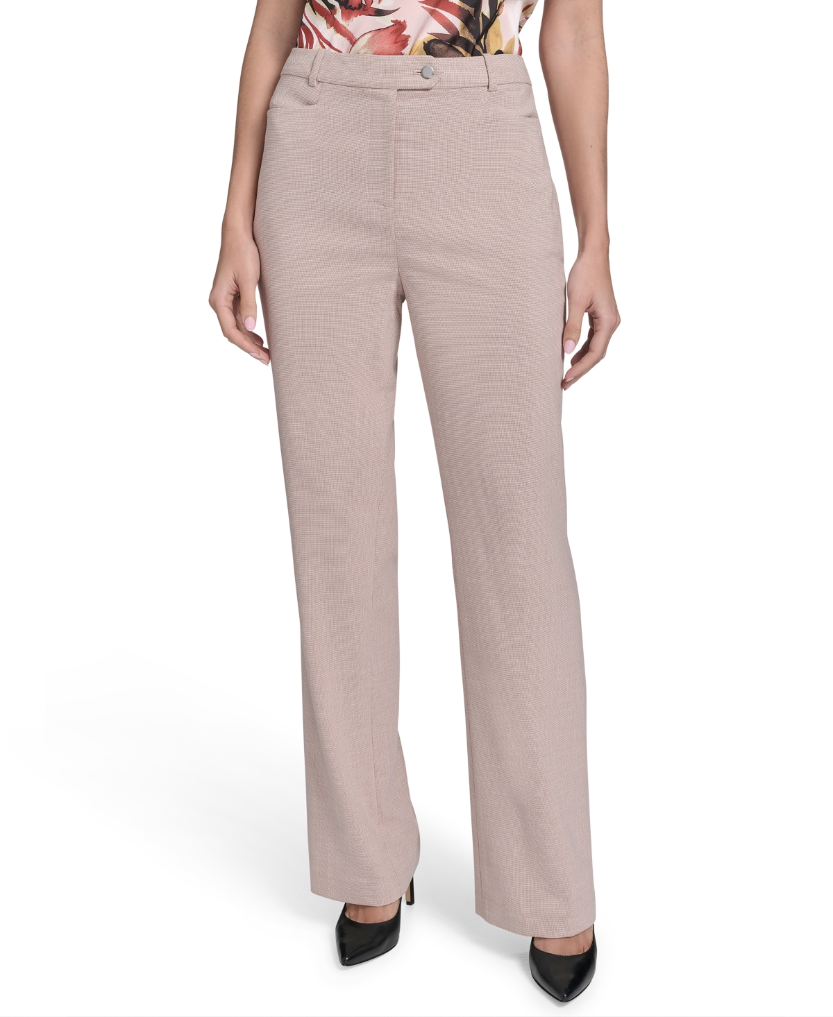 Calvin Klein Petite High Rise Modern Fit Pants In Neutral