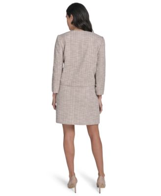 Calvin Klein Open Front Tweed Crop Jacket