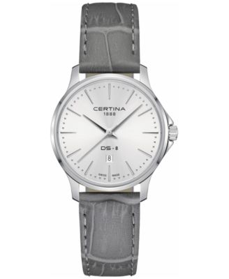 Certina - Women's Swiss DS-8 Gray Leather Strap Watch 31mm