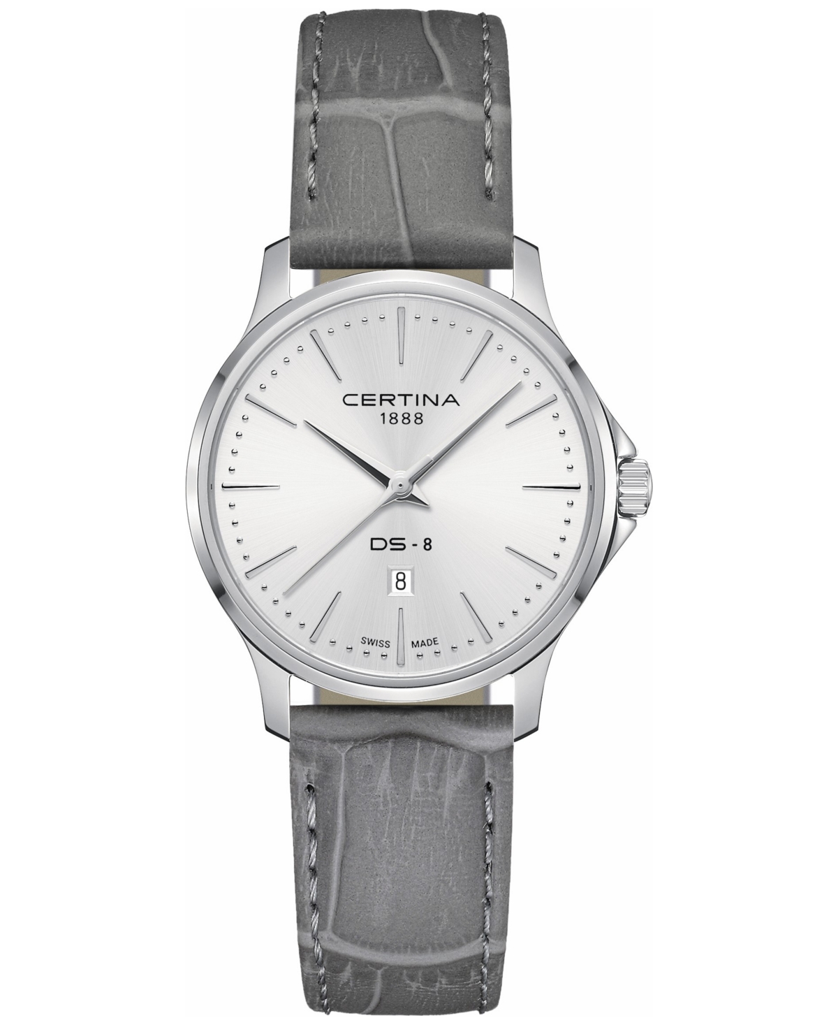 Women's Swiss Ds-8 Gray Leather Strap Watch 31mm - White
