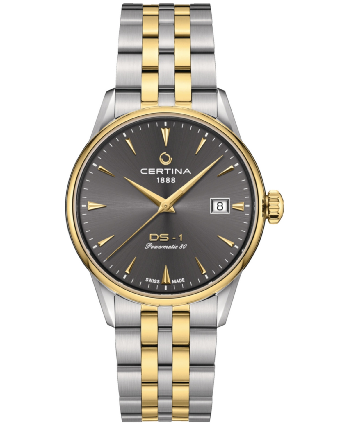 Unisex Swiss Automatic Ds-1 Powermatic 80 Two-Tone Stainless Steel Bracelet Watch 38mm - Grey