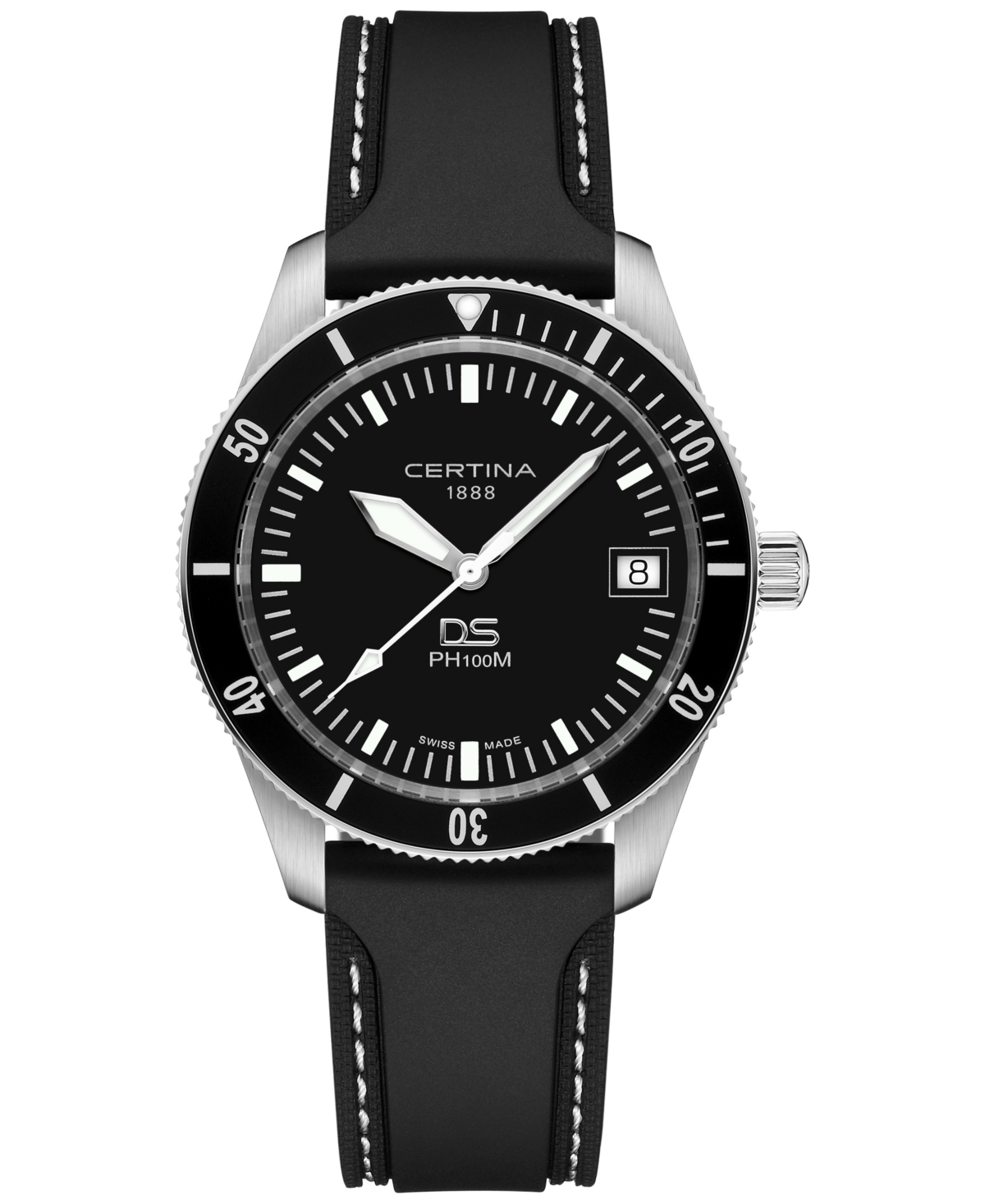 Men's Swiss Ds Heritage Black Rubber Strap Watch 41mm - Black