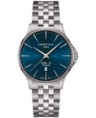 Certina - Men's Swiss DS-8 Silver-Tone Titanium Bracelet Watch 40mm