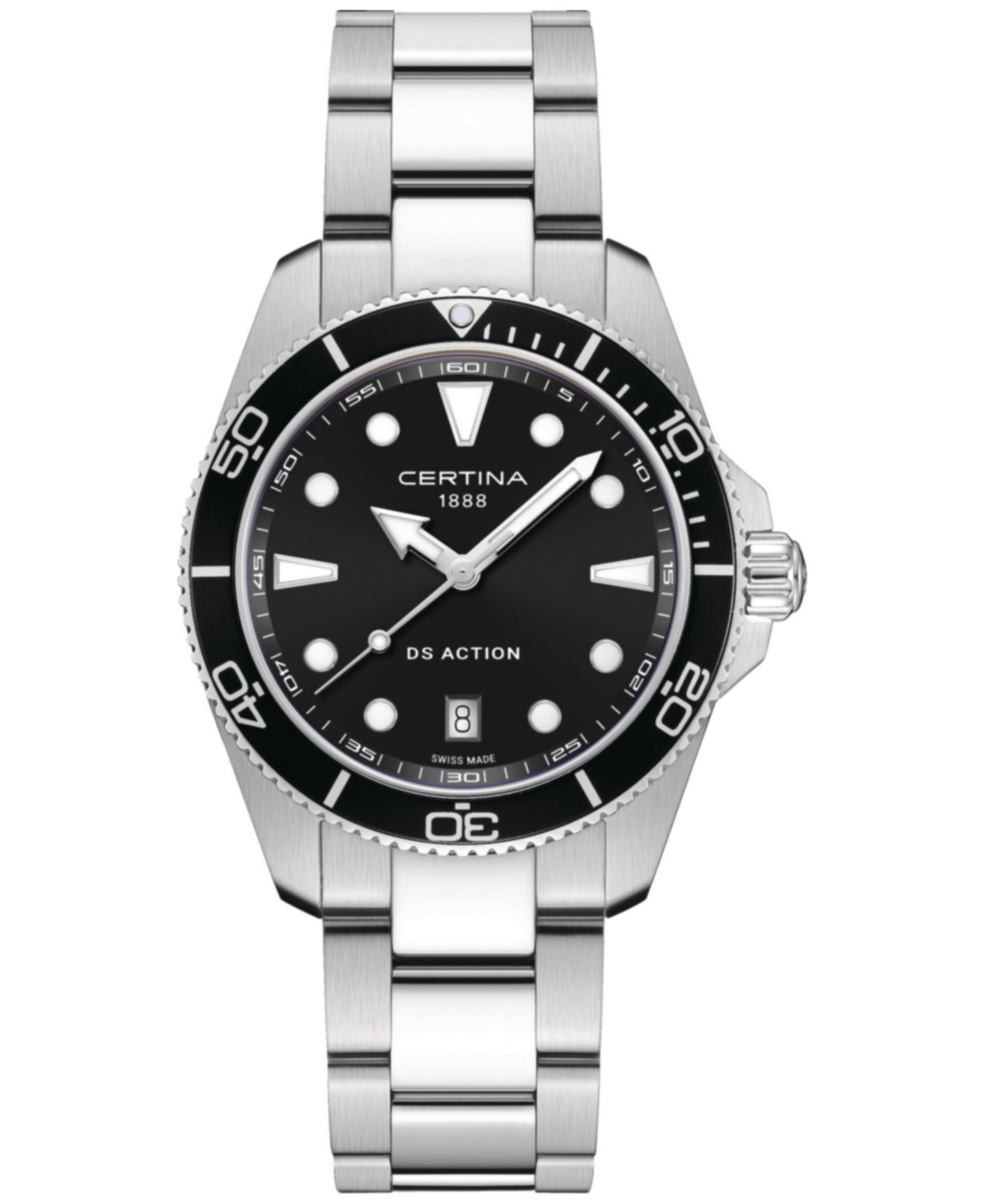 Мужские часы Certina Swiss DS Action Stainless Steel Bracelet Watch 40mm — фото 1