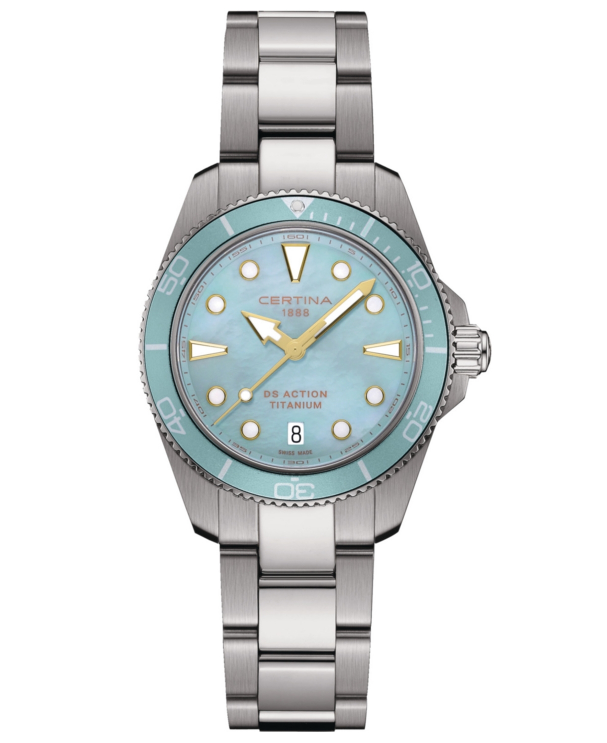 Women's Swiss Ds Action Silver-Tone Titanium Bracelet Watch 35mm - Blue Mother Of Pearl