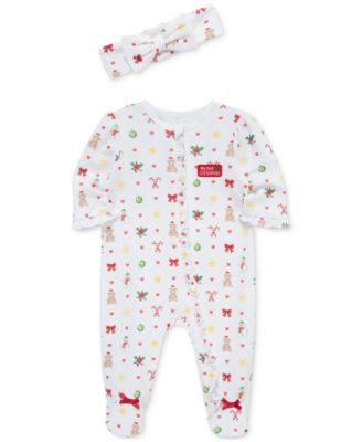Baby Festive Footed Coverall & Headband, 2 Piece Set