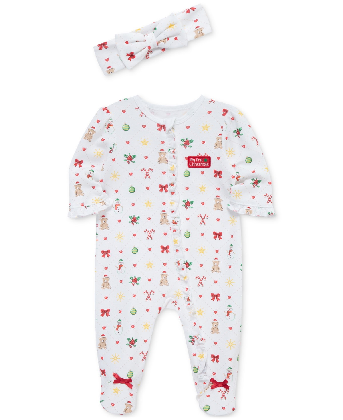 Little Me Baby Festive Footed Coverall & Headband, 2 Piece Set