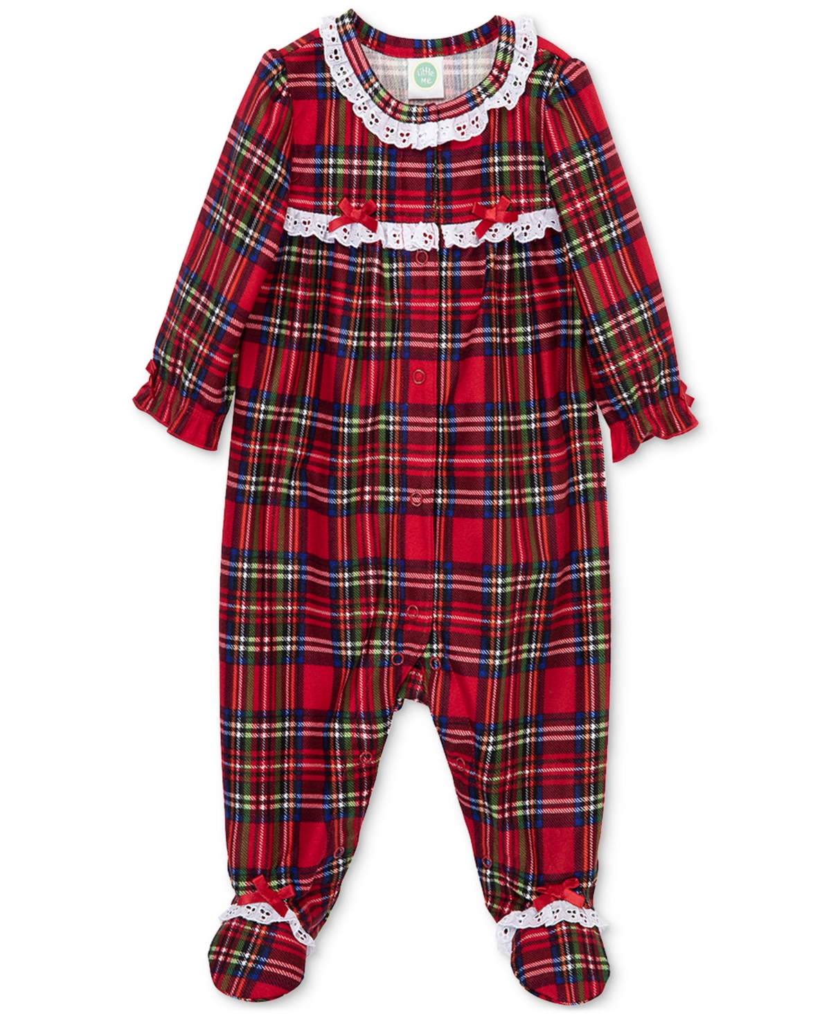 Little Me Baby Girls Plaid Footed Coverall In Multi