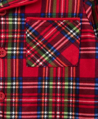 Toddler Boys Plaid Coat-Style Pajama Top & Pants, 2 Piece Set