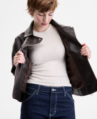 Women's Faux-Leather Moto Jacket