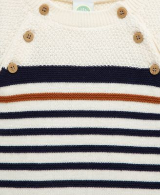 Baby Boys Cotton Block Stripe Sweater Coverall 
