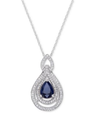Macy's - Sapphire (1-1/4 ct. t.w.) & Diamond (1/4 ct. t.w.) 18" Pendant Necklace in 14k Rose Gold (Also available in Emerald, Ruby and Tanzanite)