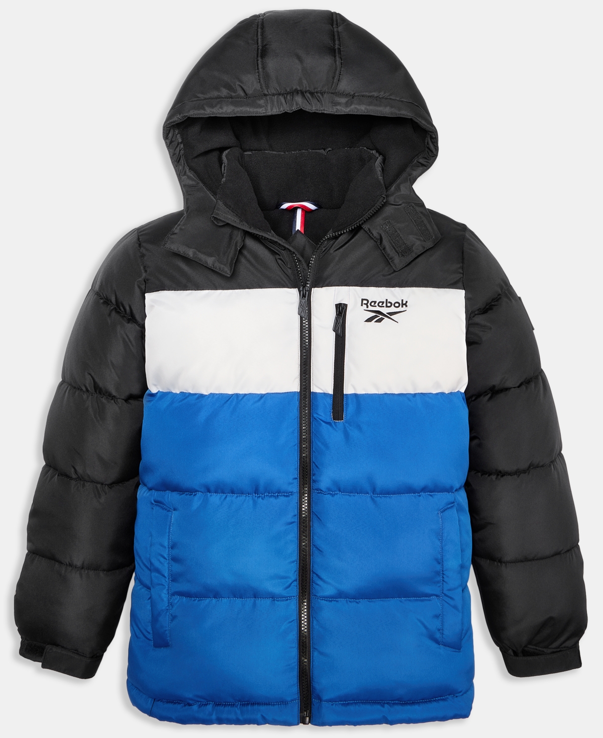 Reebok Big Boys Color Blocked Promo Long Sleeve Puffer Jacket In Blue