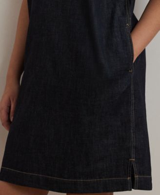 Women's Plus Size Short-Sleeve Denim Cotton Shift Dress