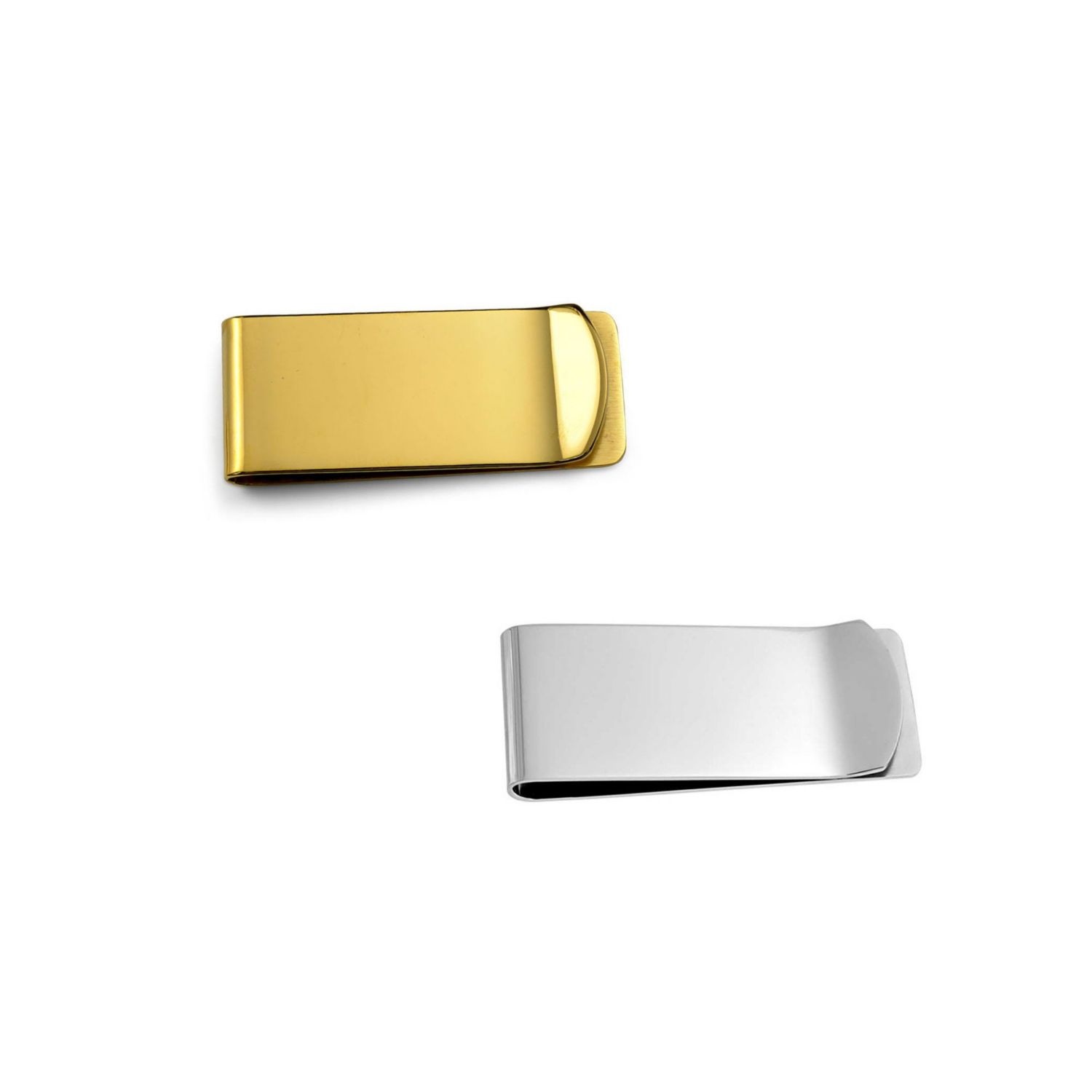 2-Set Wide Strong Money Clip Card Holder Gold Silver Tone Stainless Steel