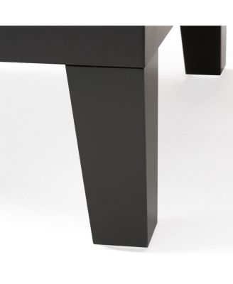 Elegant Storage Ottoman Brown Leather, Slide-Out Drawer, Hardwood Legs