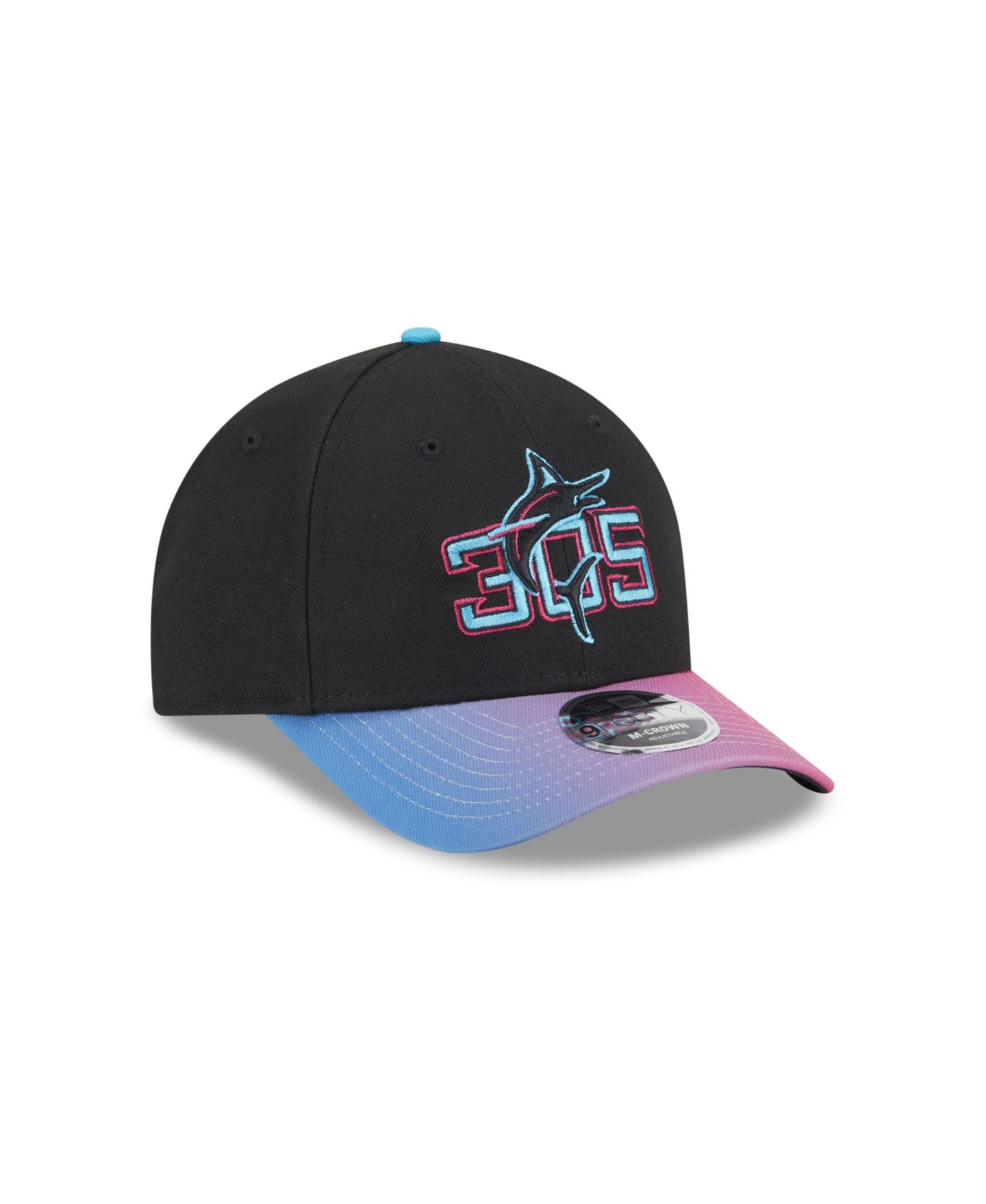 Мужская кепка New Era Black Miami Marlins 2025 City Connect 9FORTY M-Crown Adjustable Hat — фото 2