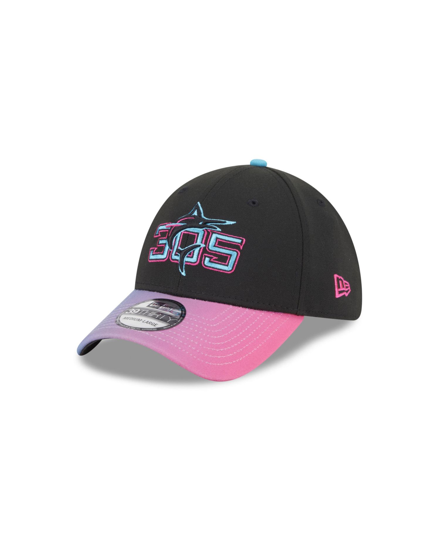 Men's Black Miami Marlins 2025 City Connect 39THIRTY Flex Hat