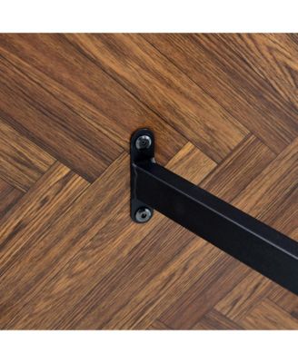 1Pc MDF & Metal Legs, Fishbone Textured Top, Retro Style Rectangular Dining Table