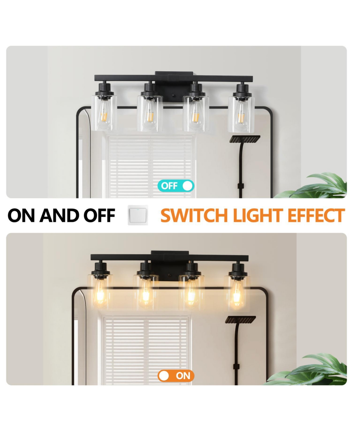 Streamdale 4-Lights Farmhouse Vanity Lights Fixture Rustic Bathroom Light Fixture Bathroom Sconce (Without Bulbs)