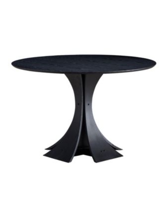 47.24" Round Modern Style MDF Wood Dining Table in Black Suitable for Kitchen, Living Room, Cafe, Milk Tea Shop
